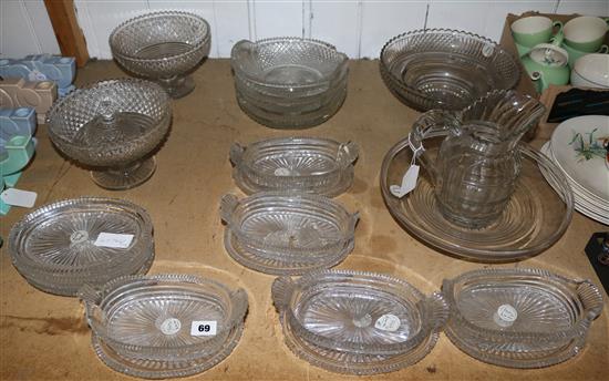 Selection cut glass dessert wares